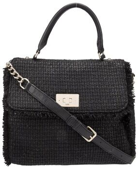 kate spade Black Tweed Top-Handle Satchel with Gold Hardware